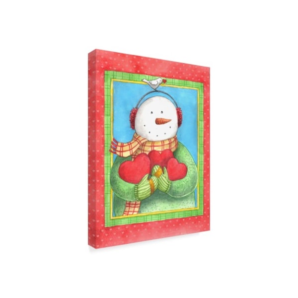 Melinda Hipsher 'Snowman Give Heart' Canvas Art,18x24